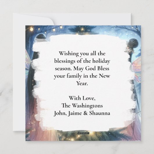 feeën versieren de kerstboom feestdagenkaart (Achterkant)