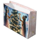 feeën versieren de kerstboom groot cadeauzakje (Voorkant Gekanteld)