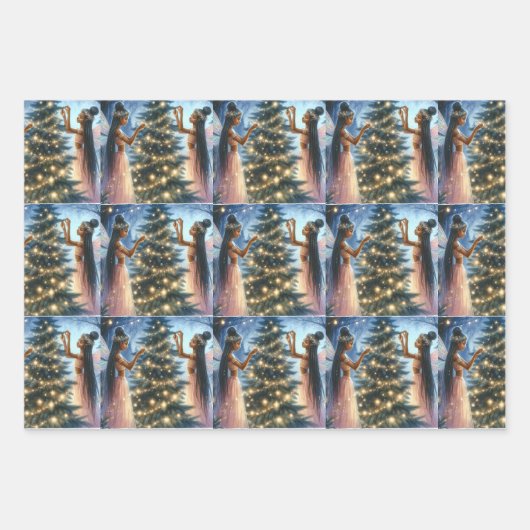  feeën versieren de kerstboom inpakpapier vel (Voorkant)