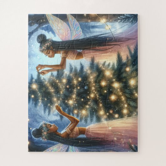  feeën versieren de kerstboom legpuzzel (Verticaal)