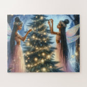  feeën versieren de kerstboom legpuzzel (Horizontaal)