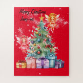 Feeën versieren de kerstboom legpuzzel (Verticaal)