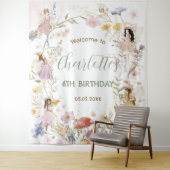 Feeën Wilde Bloemenweide Bloemen Verjaardag Welkom Wandkleed (In situ)