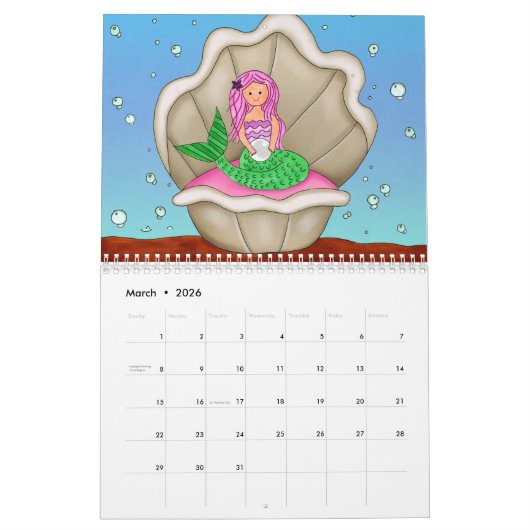 Feeën, zeemeerminnen en prinsessen 2025 Kalender (Mar 2026)