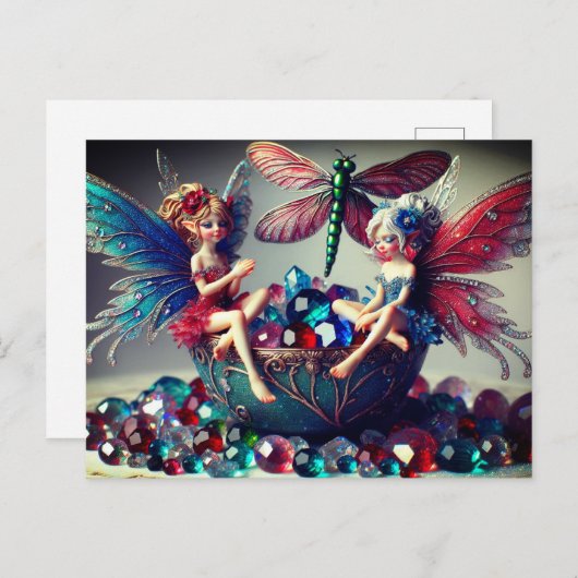 Feeën zitten briefkaart (Voorkant / Achterkant)