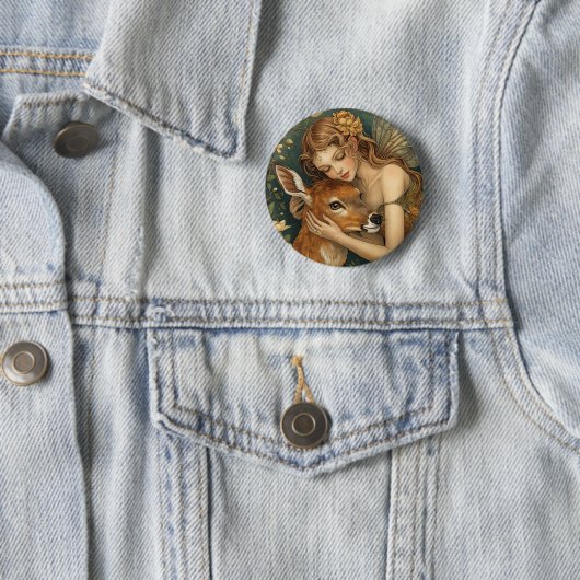 Feeënomhelzing-Natuurhart Ronde Button 5,7 Cm (In situ)