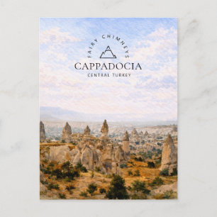 Feeënschoorsten Cappadocië   Turkije Aquarel Feestdagenkaart