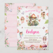 Feeënslinger- en draaiverjaardagsuitnodiging Feest Kaart (Voorkant / Achterkant)