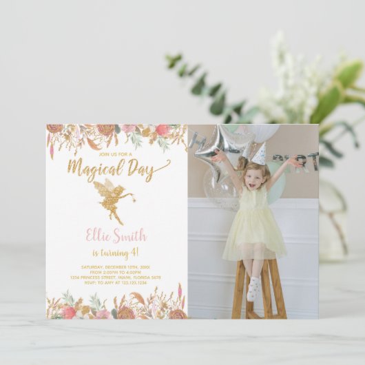  feeënuitnodigingen voor kinderen kaart (Staand voorkant)