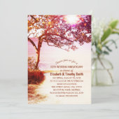 Feeërieke Boom Strand Bruiloft Jubileumfeest Kaart (Staand voorkant)