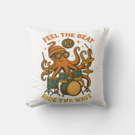 Feel the Beat Octopus Drummer Retro 70s Disco tee Kussen