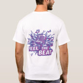 "Feel The Beat" Retro Microfoon Popfest Vibes T-Sh T-shirt (Achterkant)