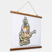 Feel the Blues - Artistiek gitaarontwerp Hangend Wandkleed (Gebogen)