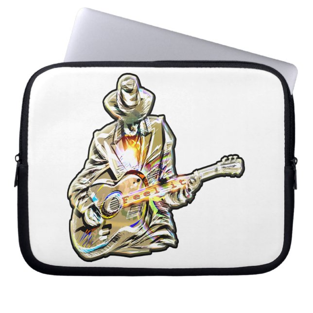 Feel the Blues - Artistiek gitaarontwerp Laptop Sleeve (Voorkant)