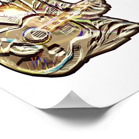 Feel the Blues - Artistiek gitaarontwerp Poster (Hoek)