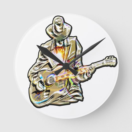 Feel the Blues - Artistiek gitaarontwerp Ronde Klok (Voorkant)