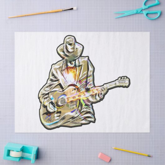 Feel the Blues - Artistiek gitaarontwerp Tissuepapier (Craft)
