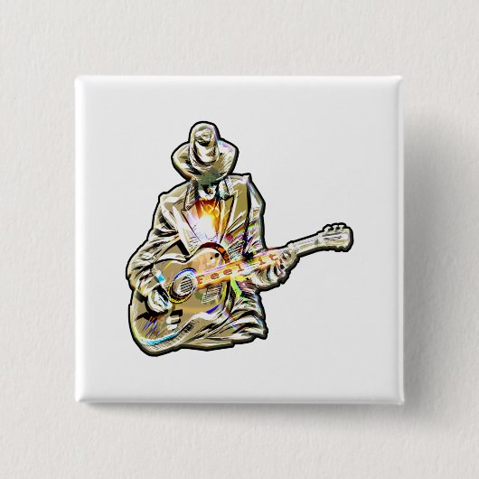 Feel the Blues - Artistiek gitaarontwerp Vierkante Button 5,1 Cm (Voorkant)