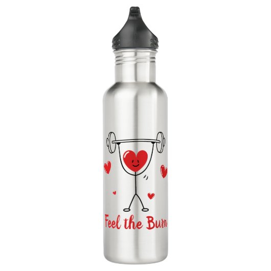 Feel the Burn Heart Workout Funny Gym  Waterfles (Rechts)