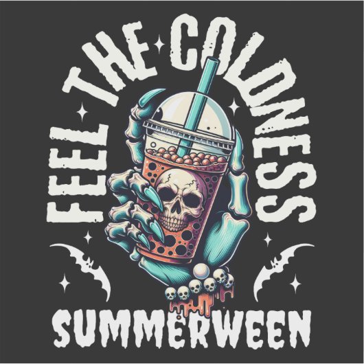 Feel the Coldness Summerween Skull Iced Bubble Tea Sticker (Voorkant)