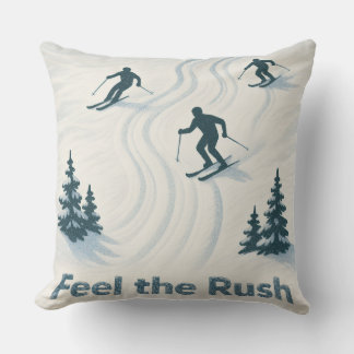 Feel the Rush Ski Throw Pillow Gift for Ski Lovers Kussen