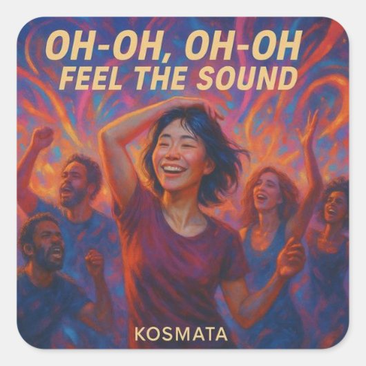 Feel the Sound - Aufkleber Vierkante Sticker (Voorkant)