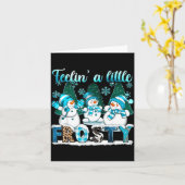 Feelin A Little Frosty Cute Snowman Winter Christm Kaart (Gele Bloem)