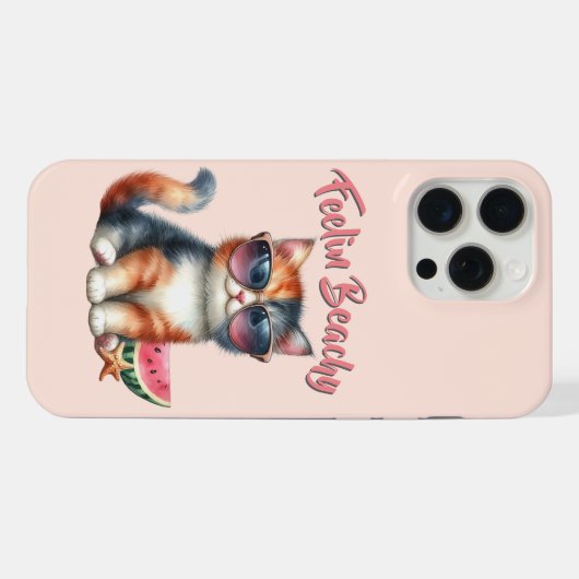 Feelin' Beachy Cat Purrfect Vibes iPhone Hoesje (Achterkant horizontaal)