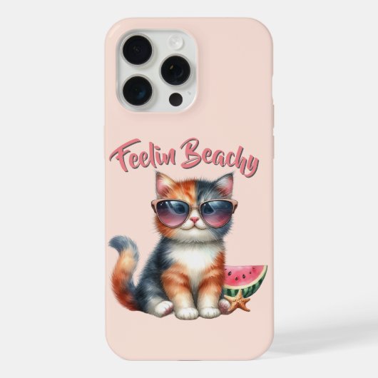 Feelin' Beachy Cat Purrfect Vibes iPhone Hoesje (Achterkant)