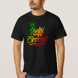 Feelin' Blessed Rasta Graffiti Label Style Reggae T-shirt