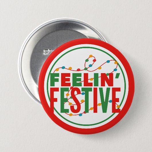 Feelin’ Festive Holiday Season Ronde Button 7,6 Cm (Voorkant /achterkant)