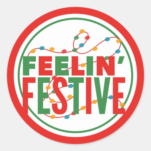 Feelin’ Festive Holiday Season Ronde Sticker (Voorkant)
