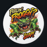 Feelin' Froggy? Leap! Angry frog clock Grote Klok<br><div class="desc">A bold and funny design featuring a wild, fiery frog ready to jump! Perfect for people who love humor, attitude, and unique graphic design</div>