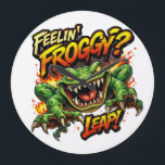 Feelin' Froggy? Leap! Angry frog clock Grote Klok<br><div class="desc">A bold and funny design featuring a wild, fiery frog ready to jump! Perfect for people who love humor, attitude, and unique graphic design</div>