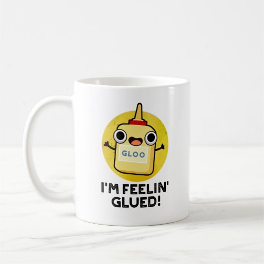 Feelin Glued Funny Glue Pun Koffiemok (Links)