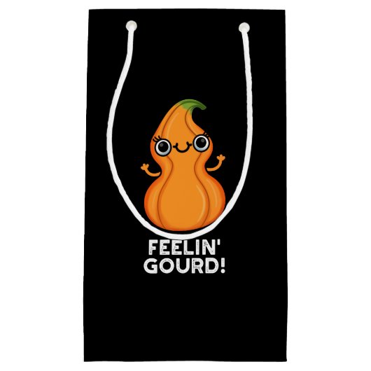 Feelin Gourd Funny Veggie Pun Dark BG Klein Cadeauzakje (Voorkant)