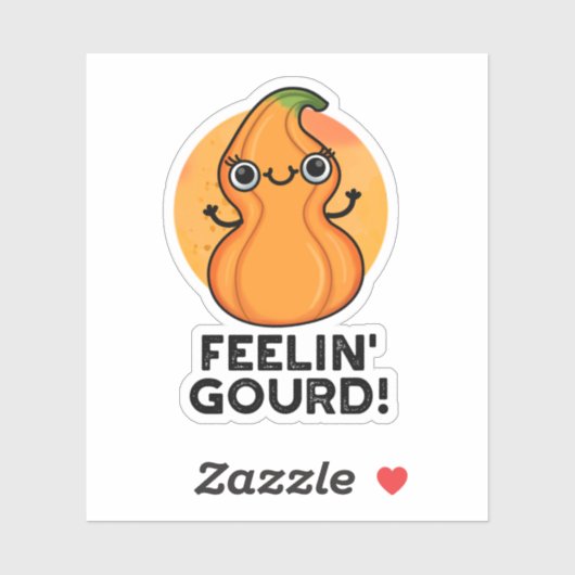Feelin Gourd Funny Veggie Pun Sticker (Vel)