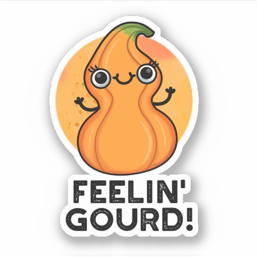 Feelin Gourd Funny Veggie Pun Sticker (Voorkant)