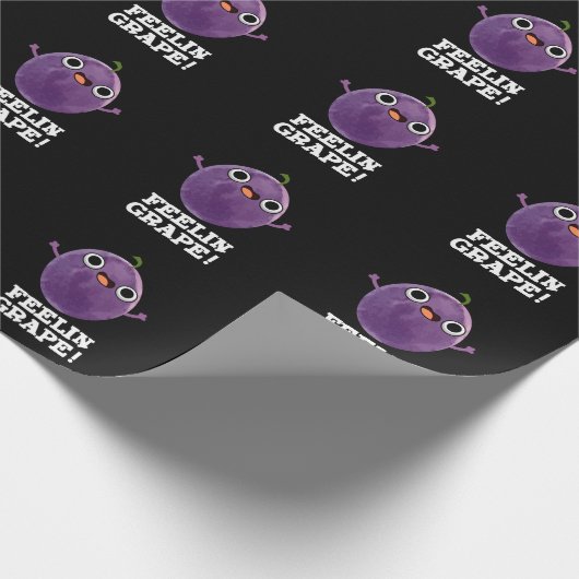 Feelin Grape Funny Fruit Pun Dark BG Cadeaupapier (Hoek)