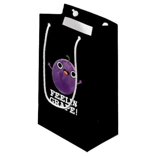 Feelin Grape Funny Fruit Pun Dark BG Klein Cadeauzakje (Voorkant Gekanteld)