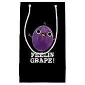 Feelin Grape Funny Fruit Pun Dark BG Klein Cadeauzakje (Voorkant)
