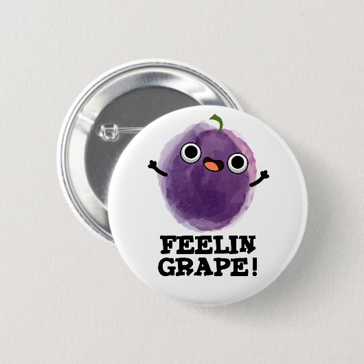 Feelin Grape Funny Fruit Pun Ronde Button 5,7 Cm (Voorkant /achterkant)