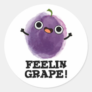 Feelin Grape Funny Fruit Pun Ronde Sticker
