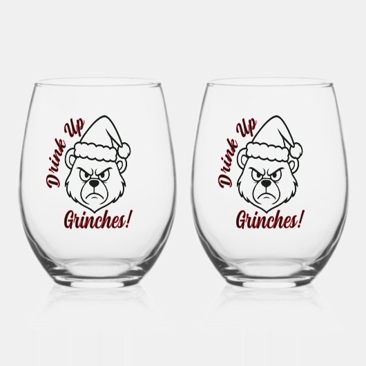 Feelin Grinchy Wijnglas Zonder Voet (Voorkant)