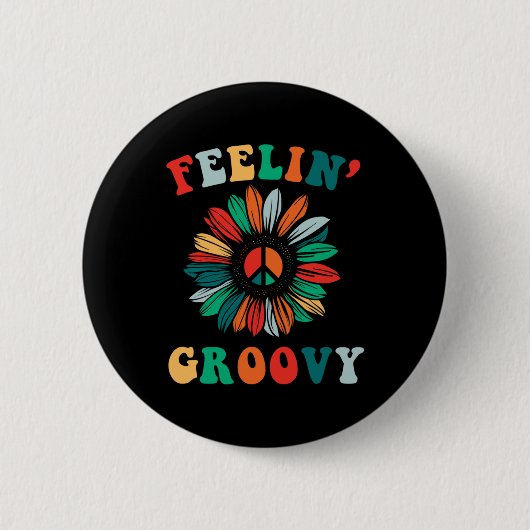 Feelin' Groovy Classic Trippy Hippie Ronde Button 5,7 Cm (Voorkant)