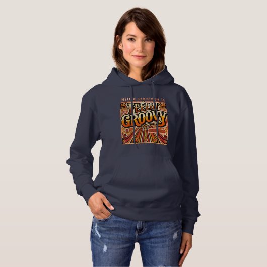 Feelin Groovy Gepersonaliseerde Retro 70s Hoodie (Voorkant volledig)