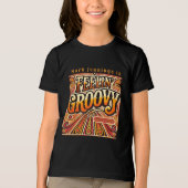 Feelin Groovy Kinder Gepersonaliseerde Retro 70s Tri-Blend Shirt (Voorkant)