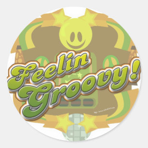 Feelin Groovy Love the Seventies Style Ronde Sticker