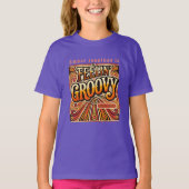 Feelin Groovy Meisje Gepersonaliseerde Retro 70s T-shirt (Voorkant)