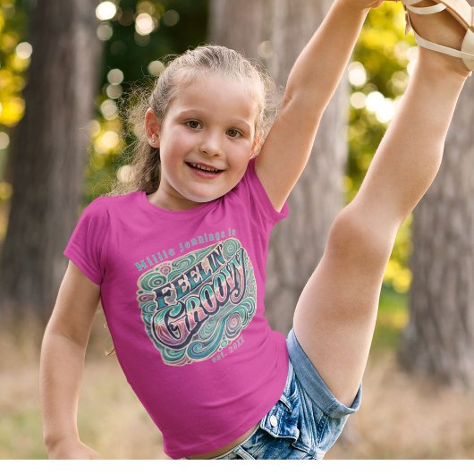 Feelin' Groovy Retro 70s Personalize Pink T-shirt